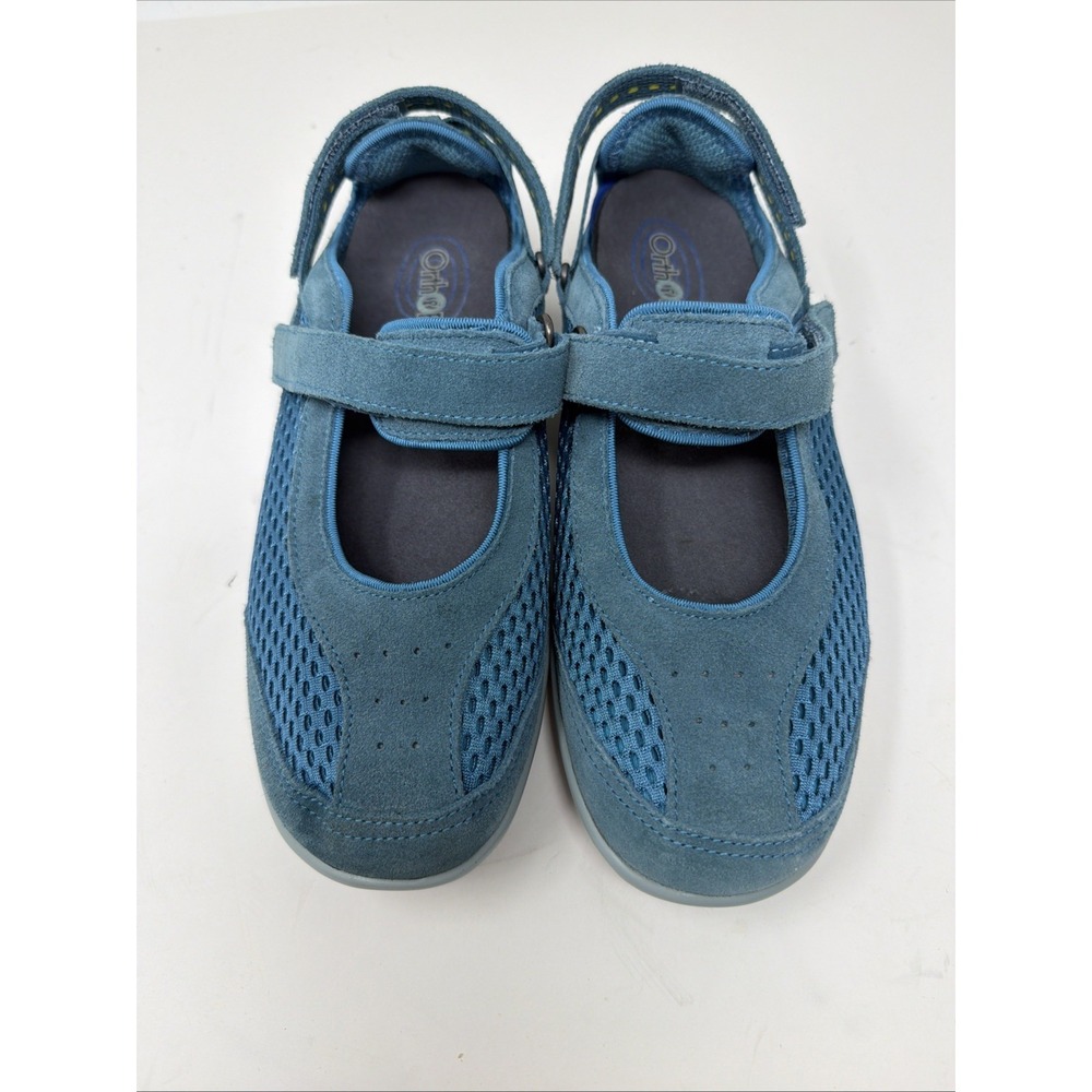 Orthofeet Mary Jane Shoes Womens 7.5D 898 Blue Suede Mesh Comfort Orthopedic